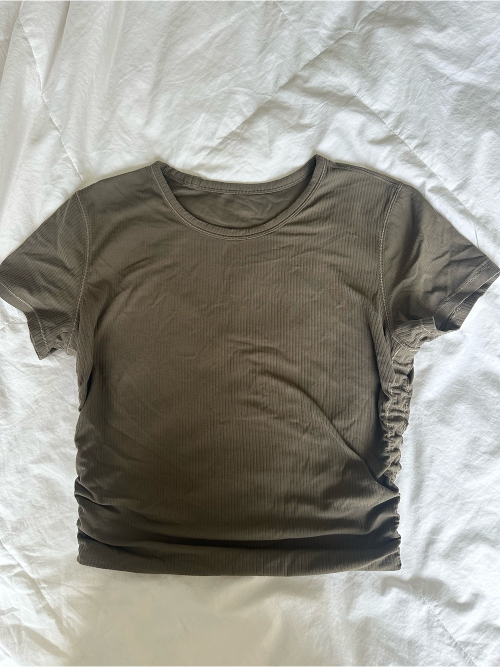 lululemon athletica Short Sleeve Ribbed Tee in Olive Green